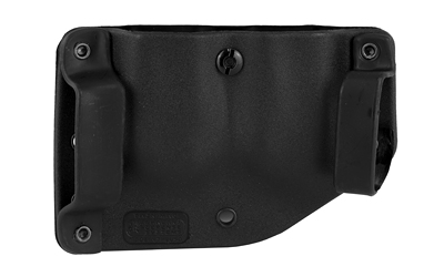 Black plastic gun holster with belt loops