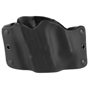 Black tactical belt holster with rivets.