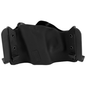 Black leather paddle holster for concealed carry