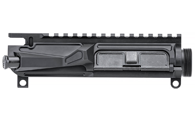 Black AR-15 upper receiver on white background