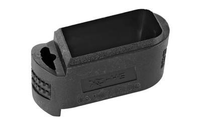 Black polymer firearm magazine extension piece.