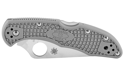 Gray Spyderco folding pocket knife with textured handle