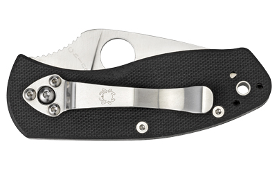 Black folding pocket knife with metal clip