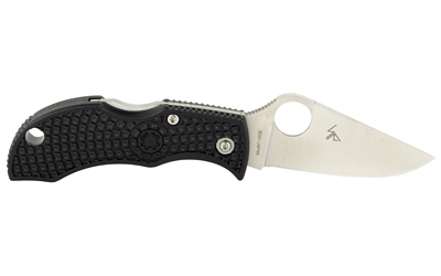 Black-handled folding knife with silver blade