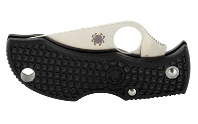 Black folding knife with textured handle
