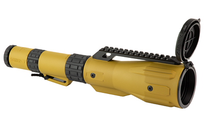 Yellow handheld rocket launcher isolated on white background