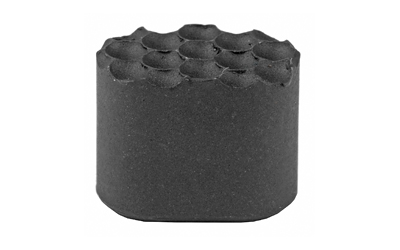Black cylindrical charcoal briquette with honeycomb top