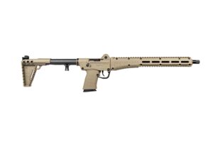 Tan tactical shotgun isolated on white background