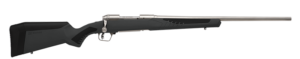 Bolt-action rifle with black synthetic stock.