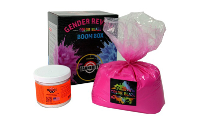 Gender reveal color blast boombox kit with powder