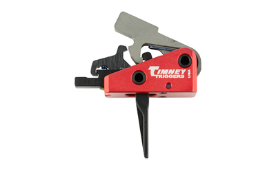 Red and black Timney rifle trigger assembly