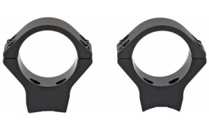 Two black circular mounting rings on white background