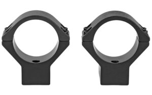 Two black rifle scope mounting rings