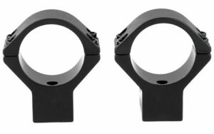 Two black rifle scope mounting rings