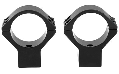 Two black rifle scope mounting rings