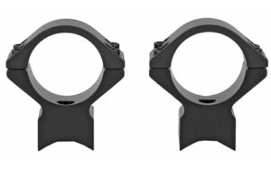 Two black rifle scope mounting rings
