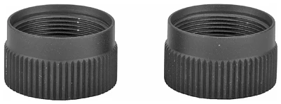 Two black threaded caps