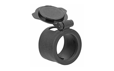 Black scope lens cover with flip-up cap