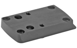 Black metal mounting plate with multiple drilled holes