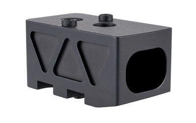 Black metal mechanical block with cutouts