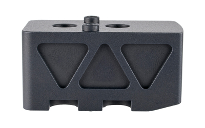 Dark gray metal mounting block with triangular cutouts