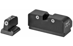 Black pistol front and rear sights