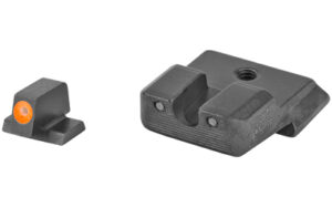 Black metal firearm front and rear sights