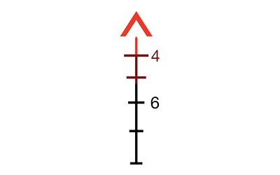 Vertical scale with upward red arrow and numbers