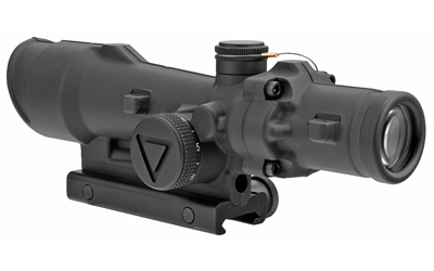 Black tactical rifle scope with mounting base