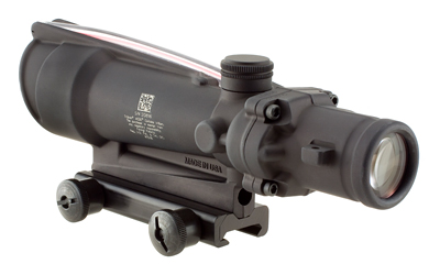Tactical rifle scope with mount on white background