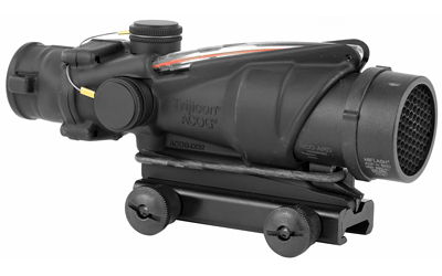 Black rifle scope optic on white background