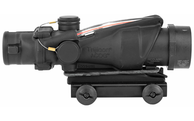 Black tactical rifle scope with mounting base