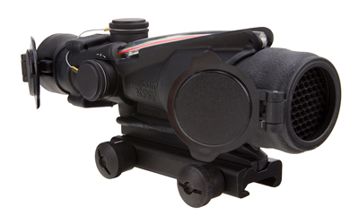 Black tactical rifle scope with mounting base