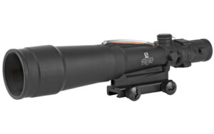 Black tactical rifle scope with mounting base