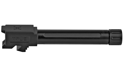 Black threaded pistol barrel on white background