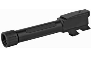 Black threaded pistol barrel on white background