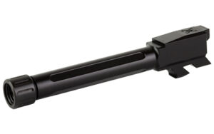 Black threaded pistol barrel on white background