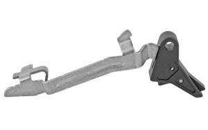 Metal lever bracket with mounting holes and hinge