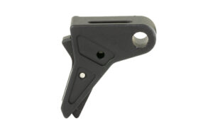 Black metal mounting bracket with bolt holes