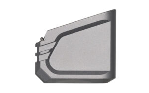 Gray automotive interior door trim panel