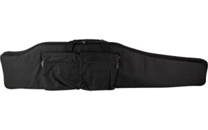 Black soft rifle case with multiple pockets