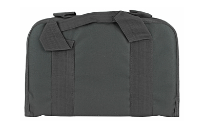 Black fabric bag with handles.