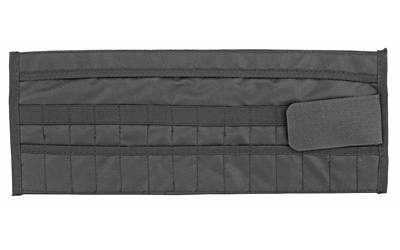 Black fabric organizer panel with stitched pockets