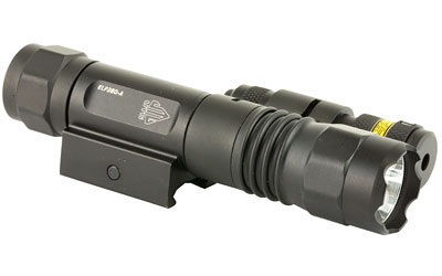 Black tactical flashlight with mounting bracket