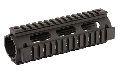 Black tactical rifle handguard with Picatinny rails
