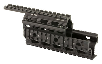 Black tactical rifle quad rail handguard