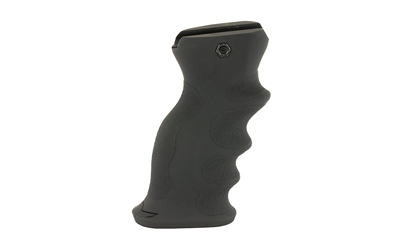 Ergonomic black rubber grip for tools or devices.