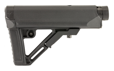 Adjustable tactical rifle stock in black finish