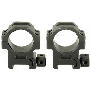 Two black aluminum scope mount rings