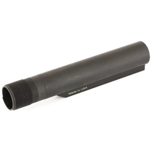 Black metal cylinder tube, threaded, made in USA.